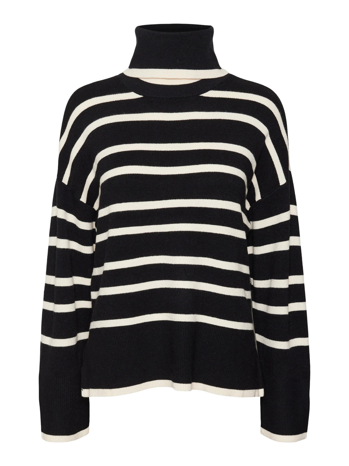 Pull col roulé rayé