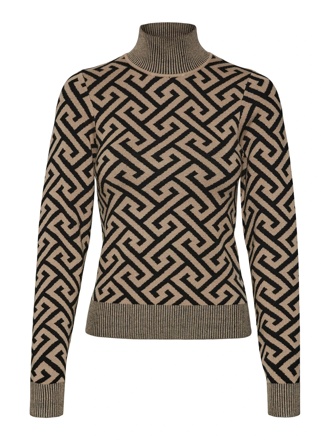 Pull col roulé à motif