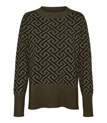 Pull col rond à motif