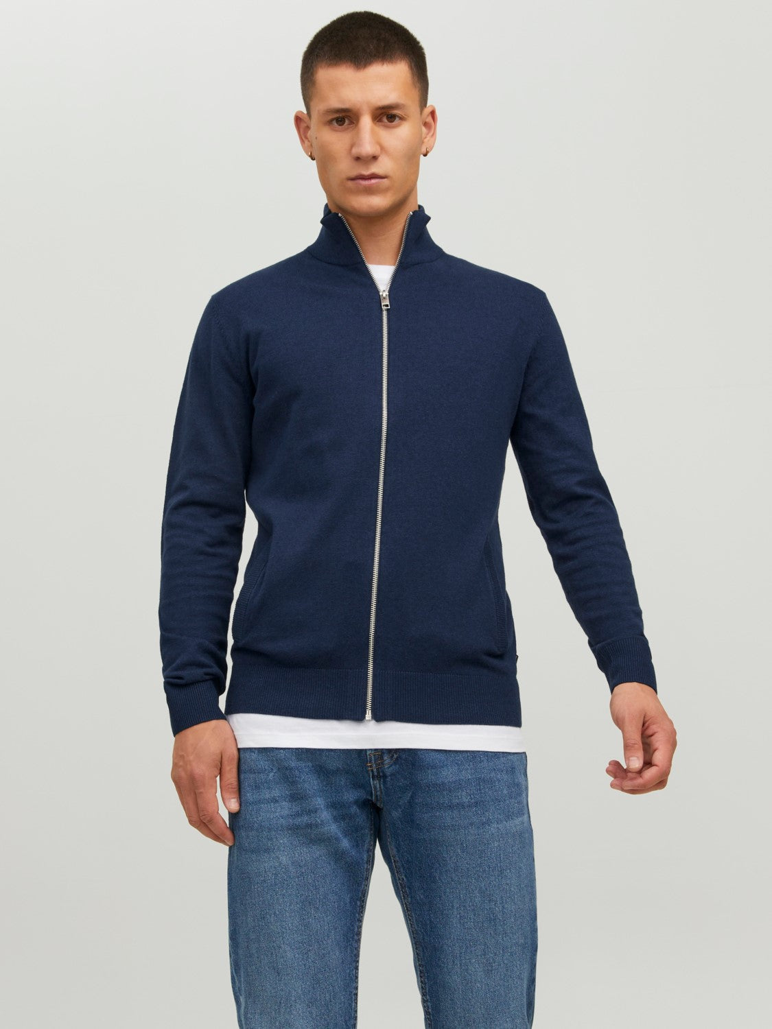 Cardigan zipé marine