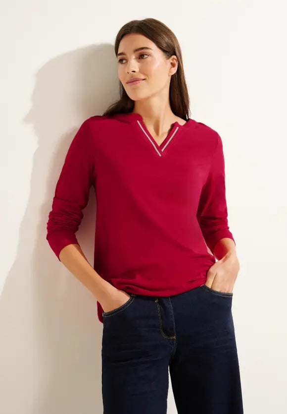 Tee-shirt uni manches longues col V