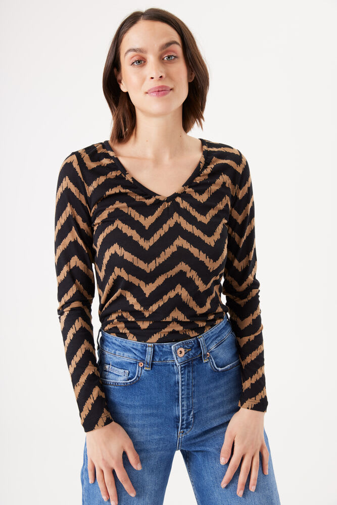 Tee-shirt zébré col V