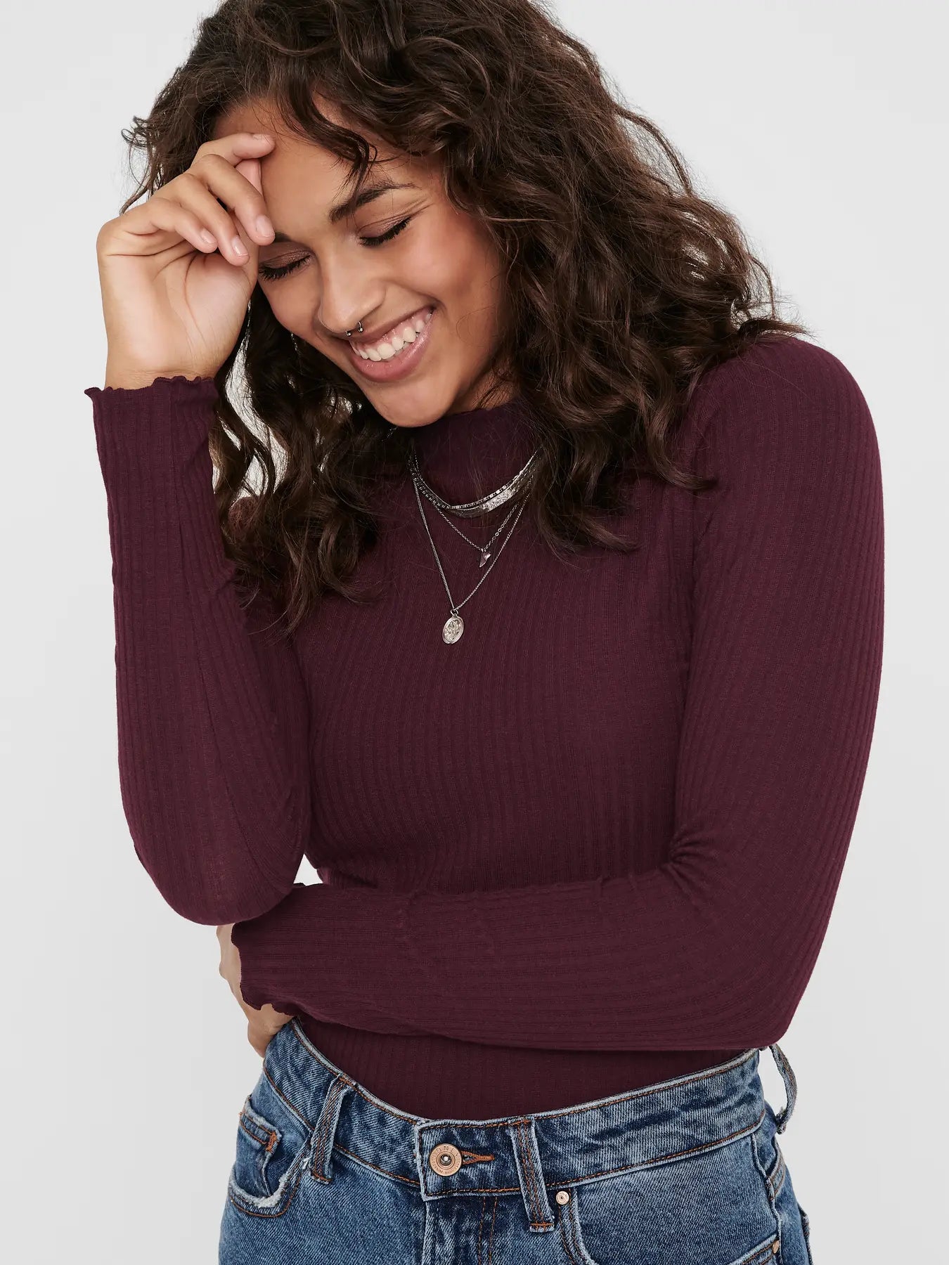 Pull col montant uni