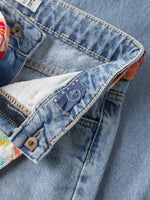 Charger l'image dans la galerie, Short jeans ceinture fleurs
