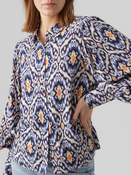 Blouse à col printée oversize